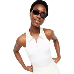 NWT Old Navy PowerSoft Crop Polo White Sleeveless Zip-Up Top Size 2X
